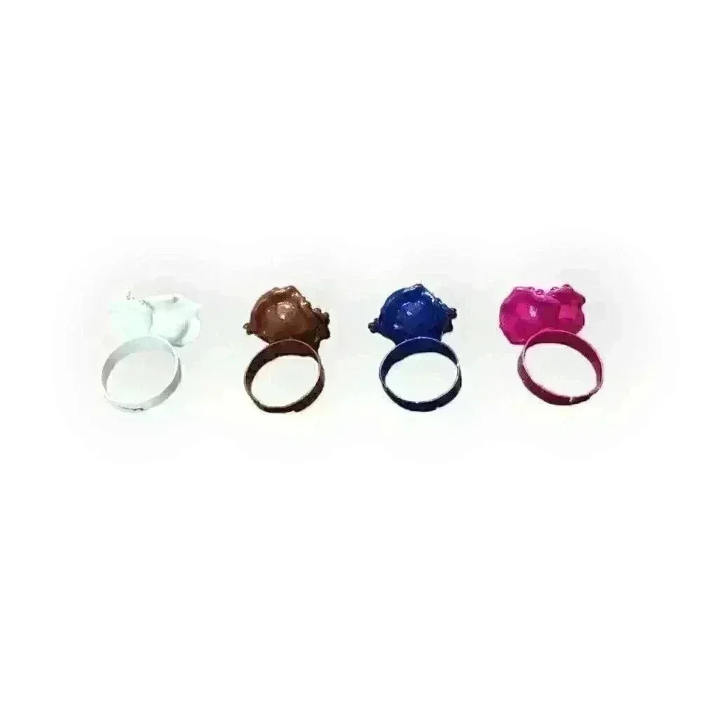 Flowers Enamel & Rhinestones Adjustable Rings Floral Fashion Jewelry (Lot of 4) - Picture 3 of 4